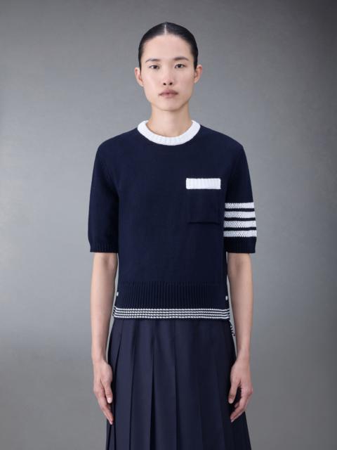 Thom Browne 4-Bar stripe pointelle T-shirt