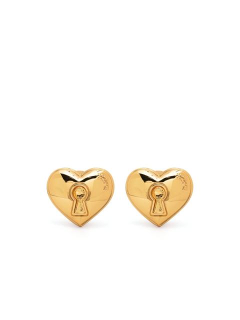 Moschino logo-embossed heart-motif earring