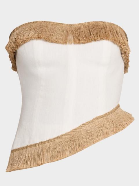 JBQ Morgan Strapless Fringe-Trim Top