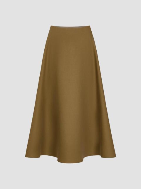 TWP Women's Full Sweep Circle Double-Canvas Cotton A-Line Midi Skirt - Kangaroo