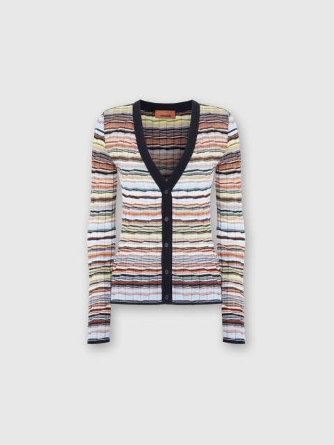 Missoni Striped cotton and viscose ribbed cardigan with contrasting trim