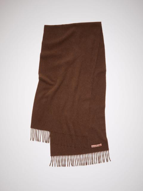 Wool fringe scarf – Narrow - Dark rust melange