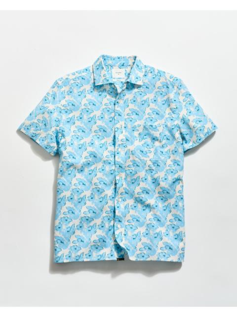 Billy Reid Short Sleeve Textured Painted Floral Treme Shirt