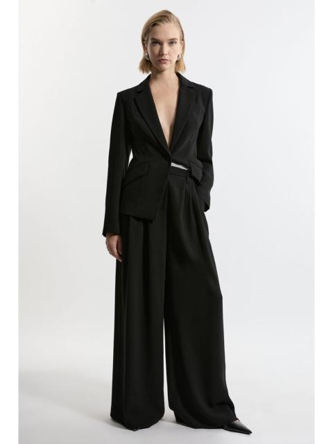 KAREN MILLEN Tailored Crepe Pleat Detail Wide Leg Trousers