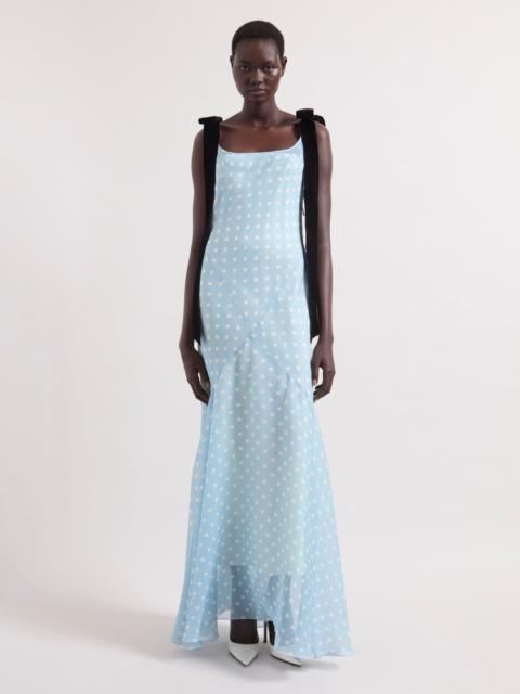 NINA RICCI Ice Blue Polka Dots Silk Mermaid Dress