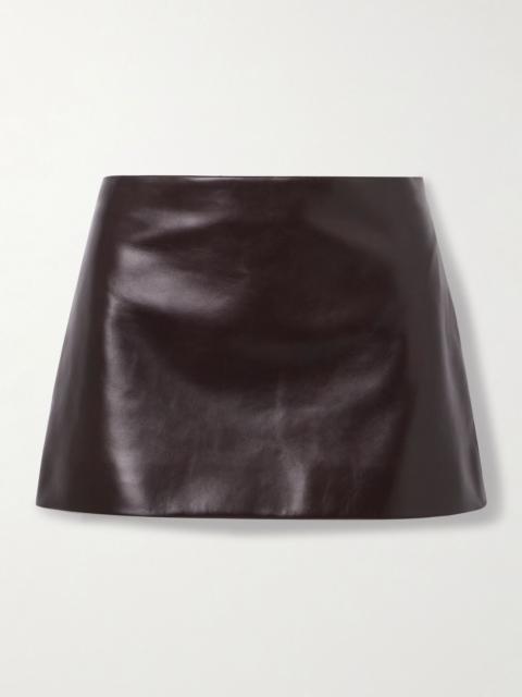 KHAITE Jett leather mini skirt Dark brown