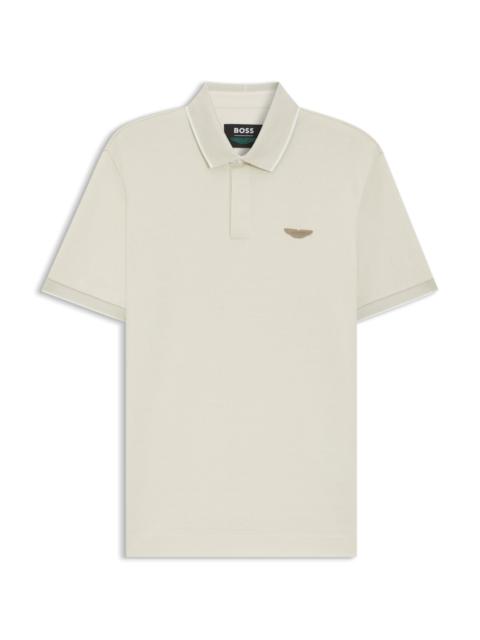 BOSS X ASTON MARTIN POLO SHIRT IN WOOL-COTTON PIQUÉ