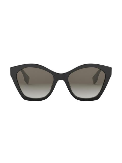 FENDI Women's Lettering 54MM Geometric Sunglasses - Black Brown