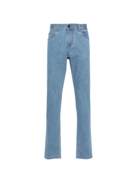 Canali logo-patch slim-fit jeans