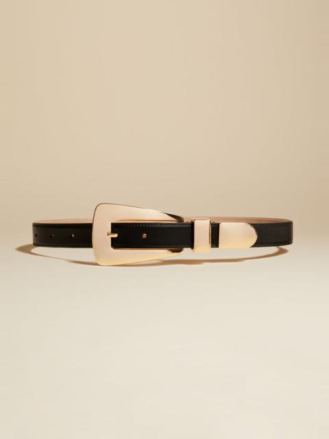 KHAITE The Lucca Belt in Black Leather with Gold