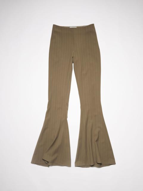 Flared striped trousers - Khaki green