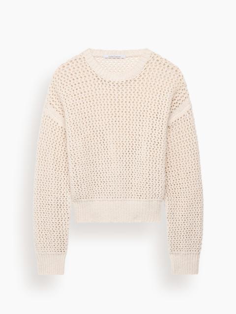 Another Tomorrow Open Knit Crewneck in Ecru