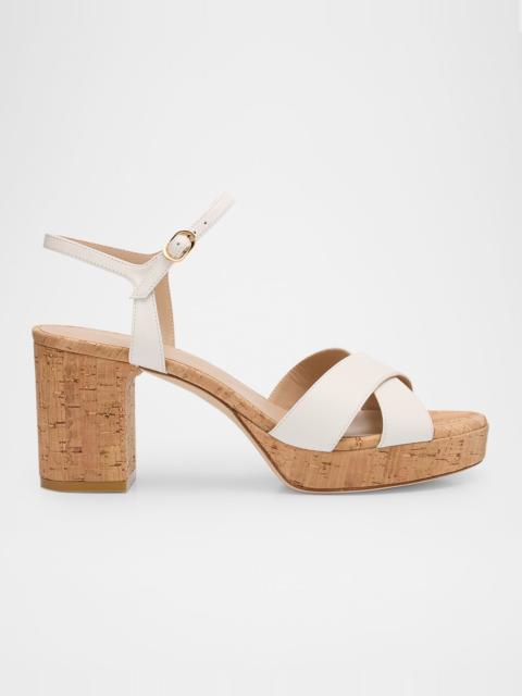 Stuart Weitzman Dayna Leather Crisscross Platform Sandals