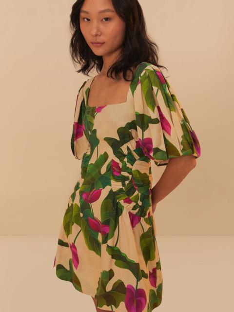 FARM RIO Sand Anthurium Leaves Lenzing™ Ecovero™ Euroflax™ Mini Dress