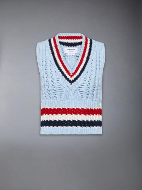 Thom Browne CASHMERE RWB STRIPE CHUNKY SHRUNKEN VEST
