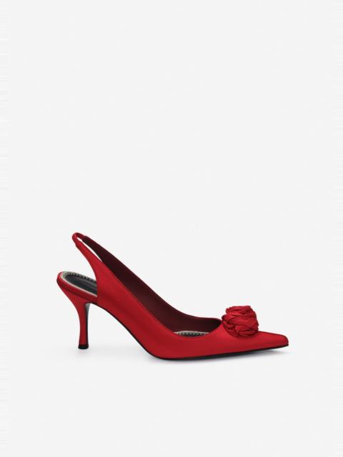 MAGDA BUTRYM Rose slingback pumps in burgundy satin
