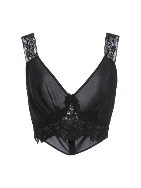 rabanne Lace Crepe De Chine Bra Top black