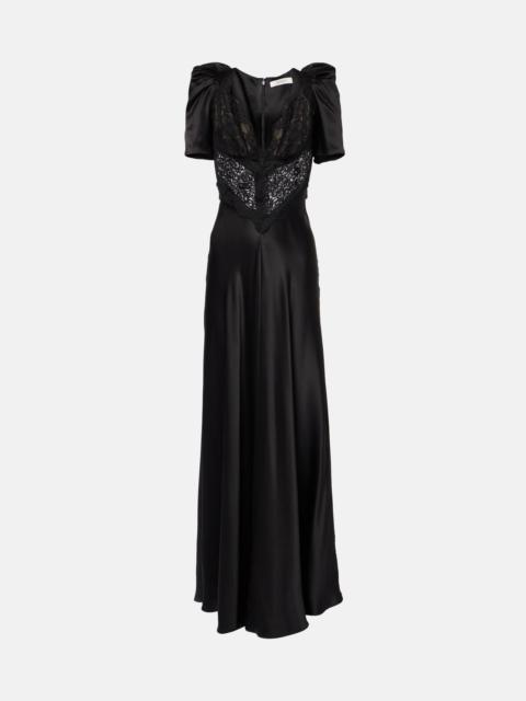 RODARTE Lace-trimmed silk charmeuse gown