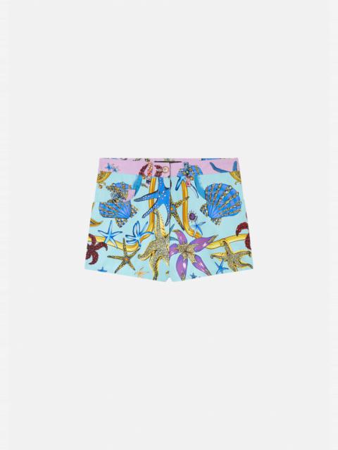 VERSACE Trésor de la Mer Print Denim Shorts