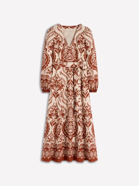 BODEN Florence Linen Blend Dress-Orange, Ornamental Garden