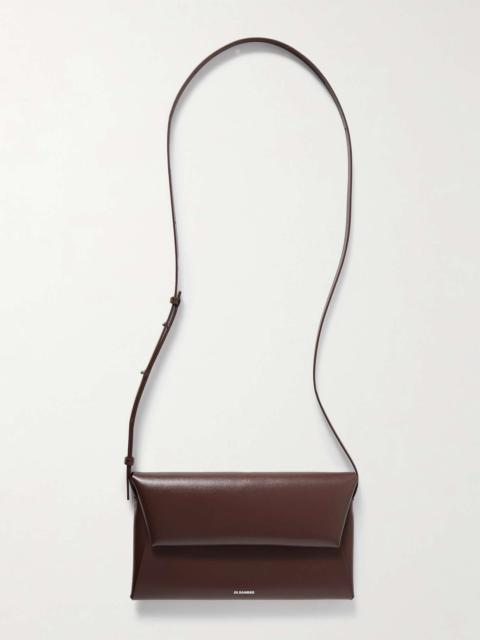 Padded leather shoulder bag Dark brown