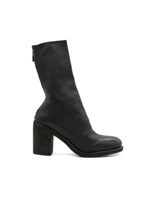 Guidi M88A Back Zip Heeled Leather Boots in Black