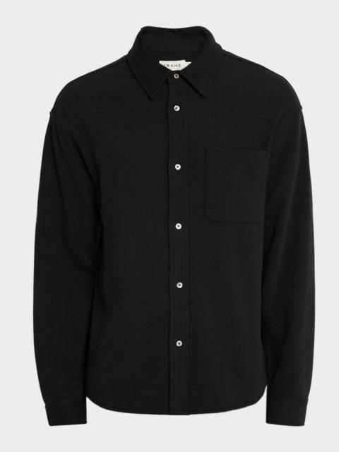 FRAME Men's Cotton Waffle Texture Button-Down Shirt