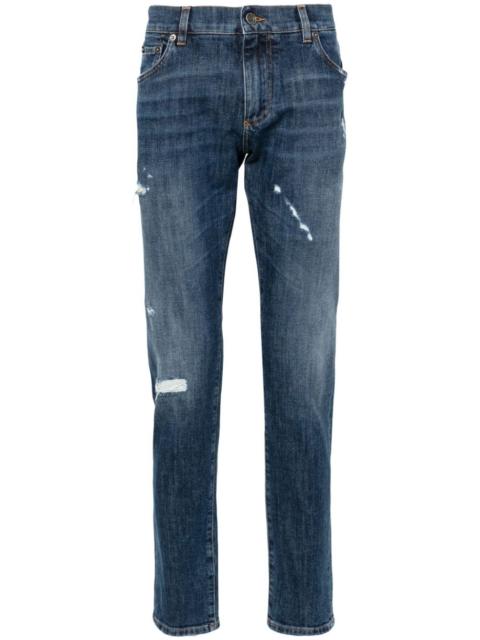 Dolce & Gabbana ripped-detail tapered jeans