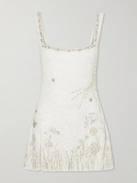 CLIO PEPPIATT Wildflower Crystal-embellished Satin Mini Dress