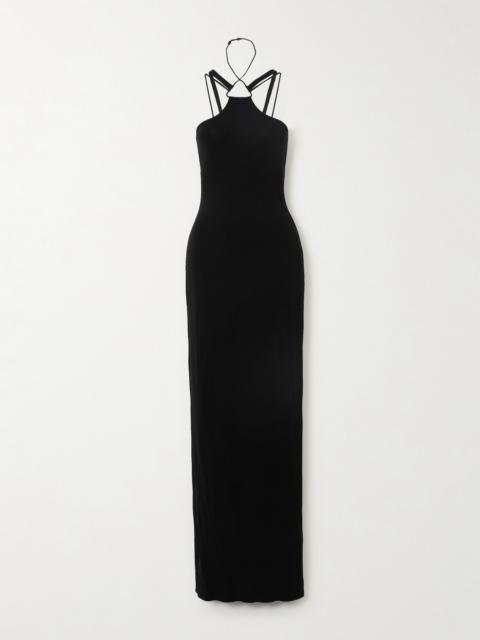 NENSI DOJAKA Cutout Stretch-crepe Halterneck Gown