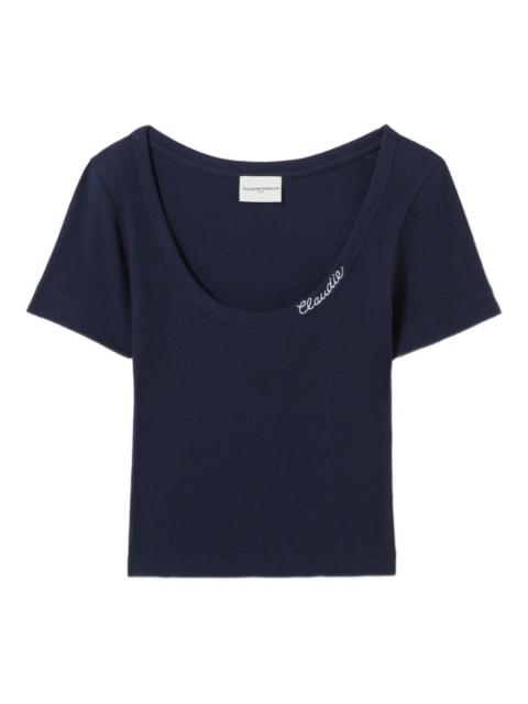 Claudie Pierlot embroidered-logo ribbed T-shirt