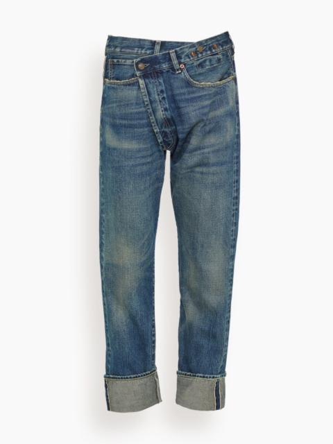 R13 Cuffed Crossover in Adelaide Selvedge Blue