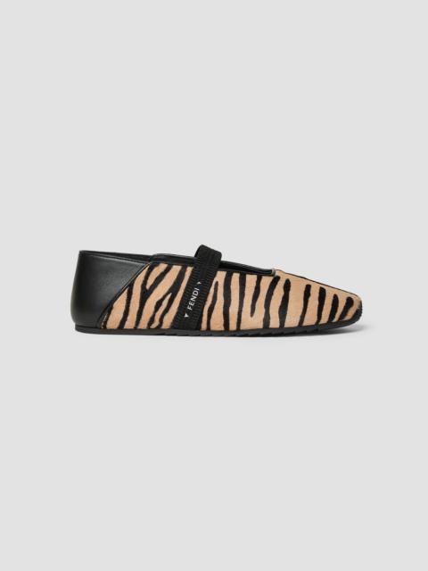 FENDI Women's Academia Printed Calf-Hair Flats - Nero