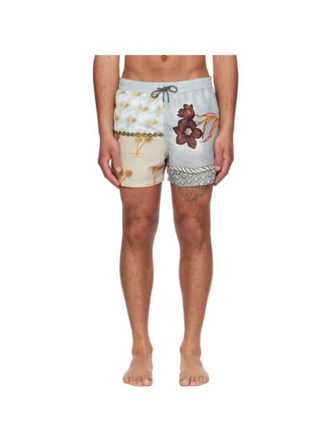 Paul Smith Blue & Yellow Textile Mix Swim Shorts