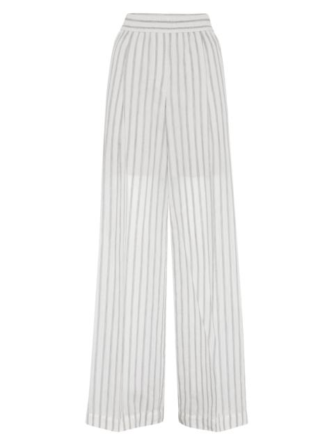 Brunello Cucinelli Women's Cotton and Silk Loose Track Trousers - Grey