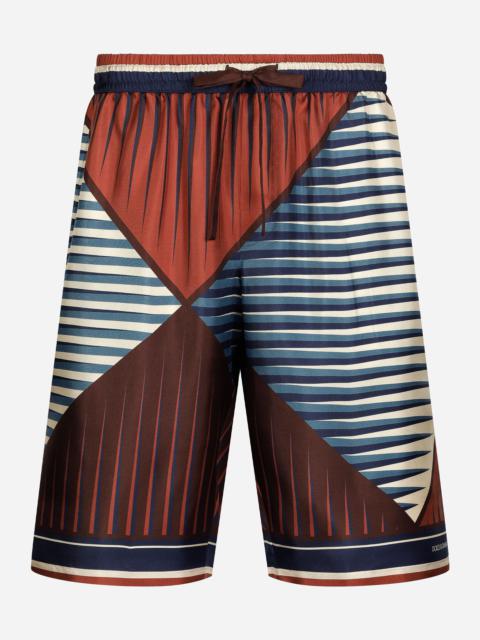 Dolce & Gabbana Printed silk jogging shorts
