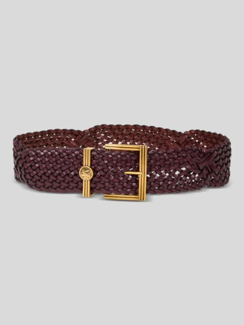 Etro WOVEN LEATHER BELT WITH COIN BUCKLE