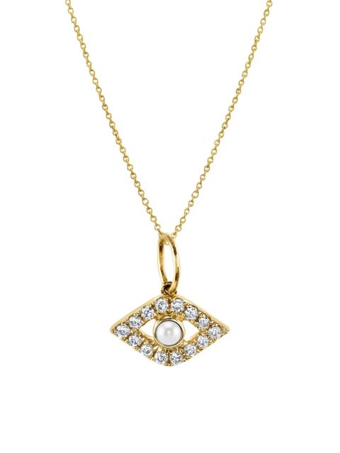 SYDNEY EVAN Women's 14K Yellow Gold, Cultured Freshwater Pearl & 0.11 TCW Diamond Evil Eye Pendant Necklace