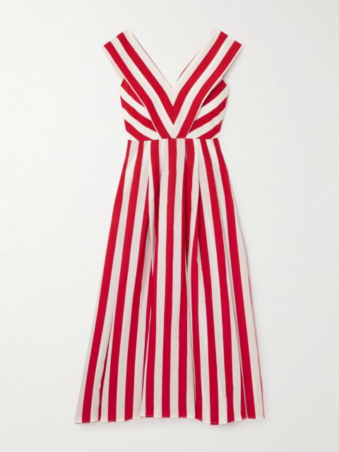 LORETTA CAPONI Graziella Striped Poplin Maxi Dress