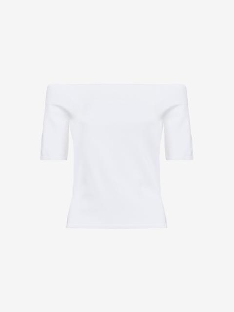 Alexander McQueen Women's Off-the-shoulder Knit Top in White