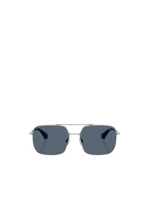 Burberry check-engraved pilot-frame sunglasses