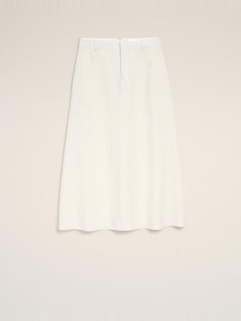 AMI Paris WHITE BLENDED LINEN TAILOR CONSTRUCTION LONG TRAPEZE SKIRT