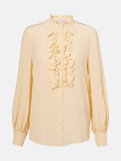 Ruffled silk crêpe de chine blouse