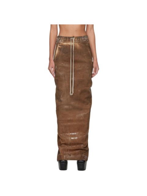 Brown Pull On Pillar Denim Maxi Skirt
