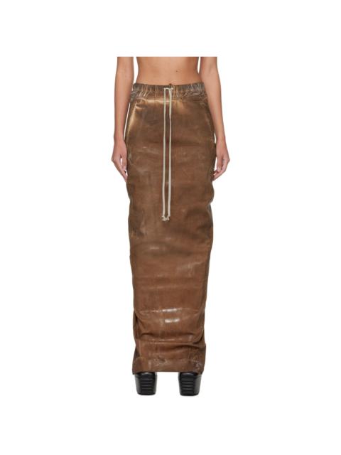 Rick Owens DRKSHDW Brown Pull On Pillar Denim Maxi Skirt