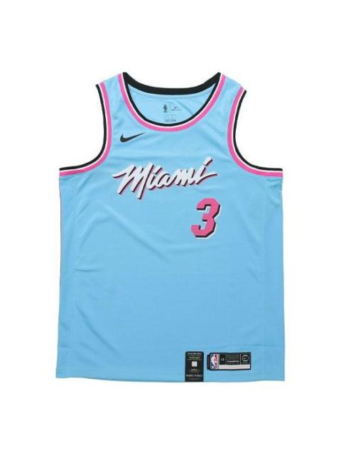 Nike NBA SW 19-20 Miami Heat Dwyane Wade 3 ViceWave City Edition Swingman Jersey Blue AV4650-425