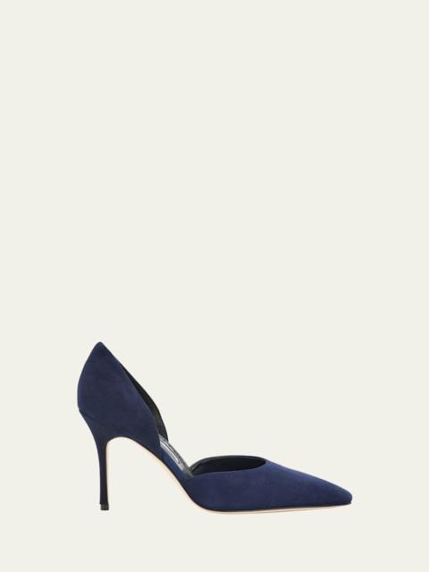 Manolo Blahnik 50mm Maren Suede Pointed-Toe Pumps