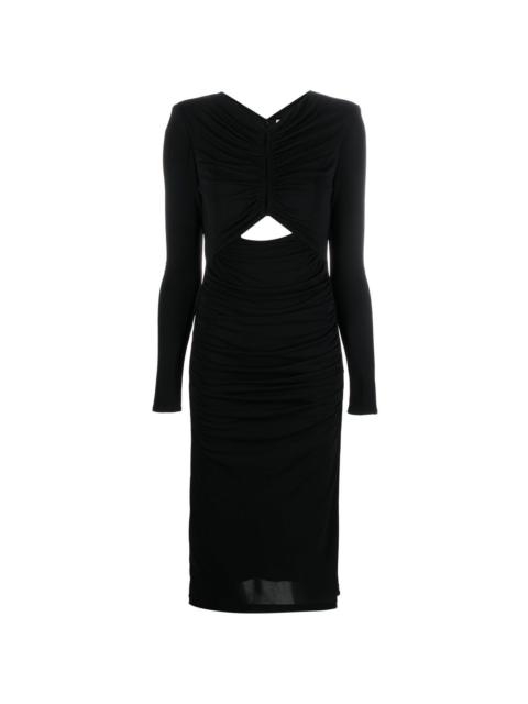 ROLAND MOURET ruched long-sleeved maxi dress