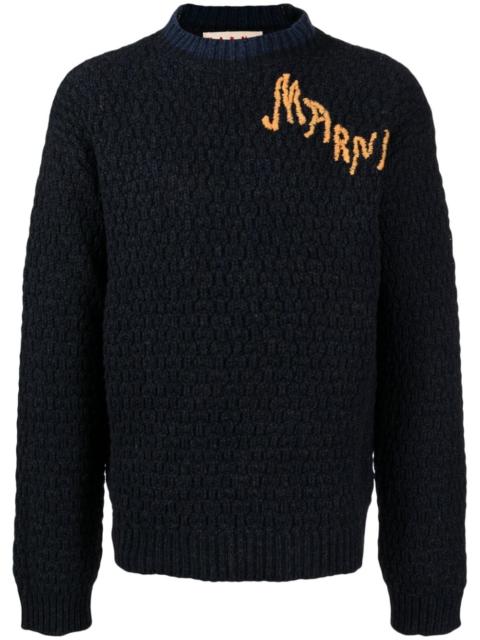 Marni logo-knit crew-neck jumper