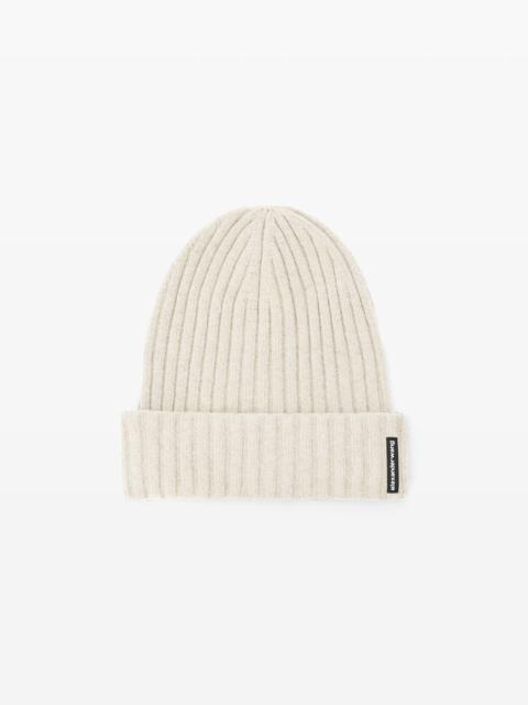 Alexander Wang Ribbed Beanie with Logo Flag Tag